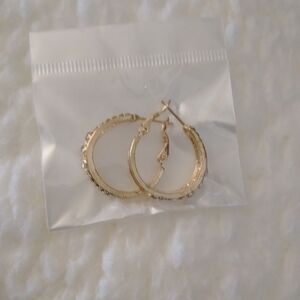 Gold-plated Rhinestone Hoop Earrings